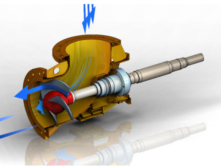 Egger axial turbine pump for a mini hydroelectric plant on the Birs river